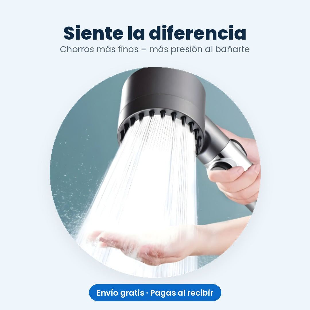 Regadera en uso con chorros finos de alta presión